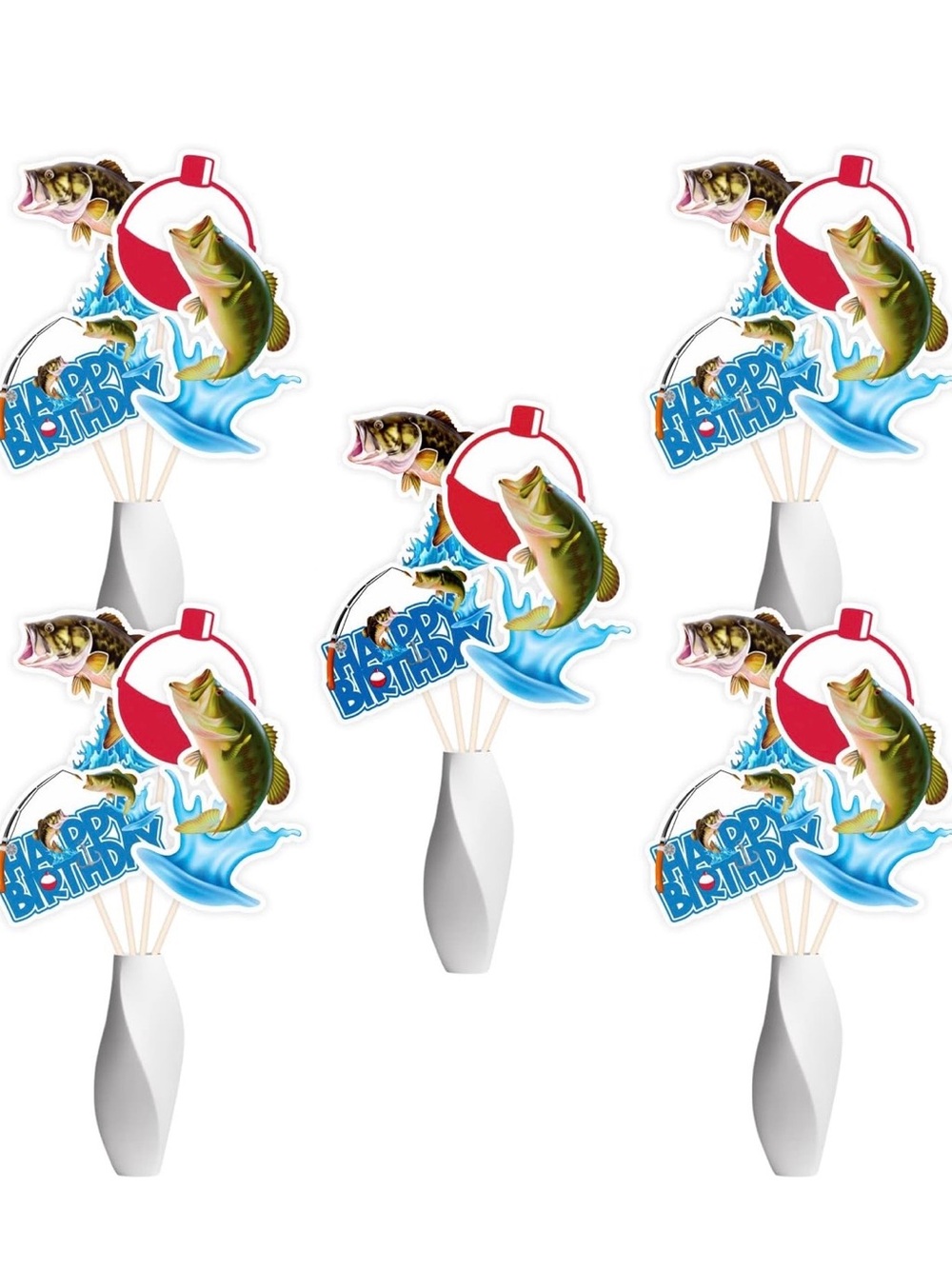Fishing Theme- Happy Birthday Centerpieces-16 pieces set
